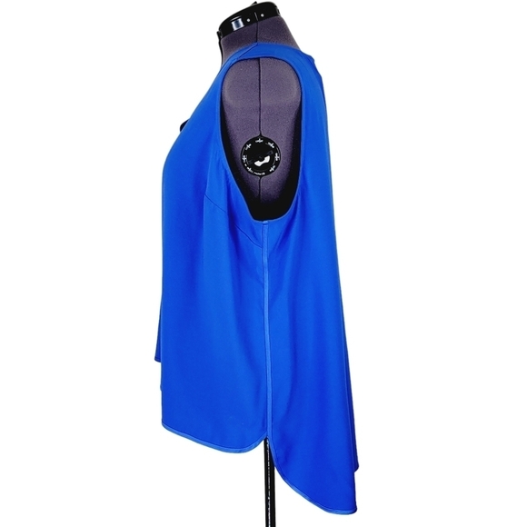 Lane Bryant Blouse Size 28P Blue Sleeveless V Neck High Low Lightweight Pullover - Picture 2 of 11
